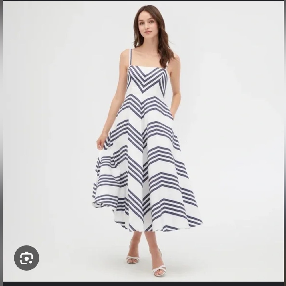 Hill House Margot Navy and White Striped Dress - XS